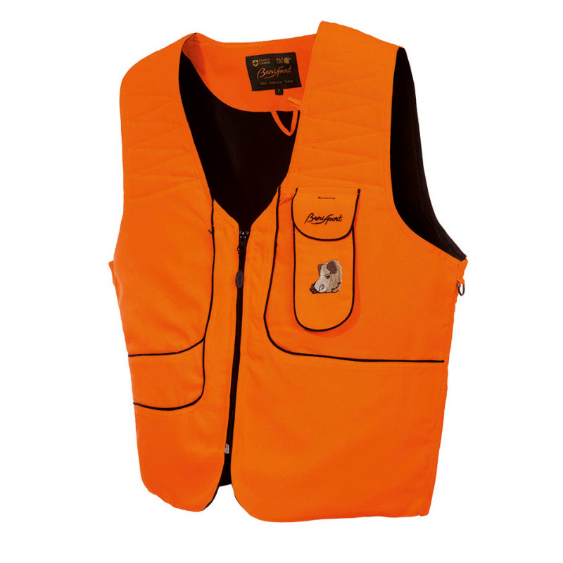 Chaleco naranja fluorescente “short” - Chaleco de caza de la marca  benisport ® de alta visibilidad, Ropa de caza