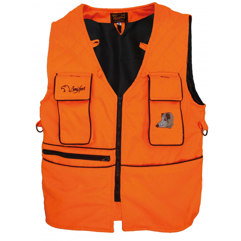 BENISPORT - Chaleco naranja de alta visibilidad homologado caza mayor -  chaleco de alta visibilidad de caza color naranja